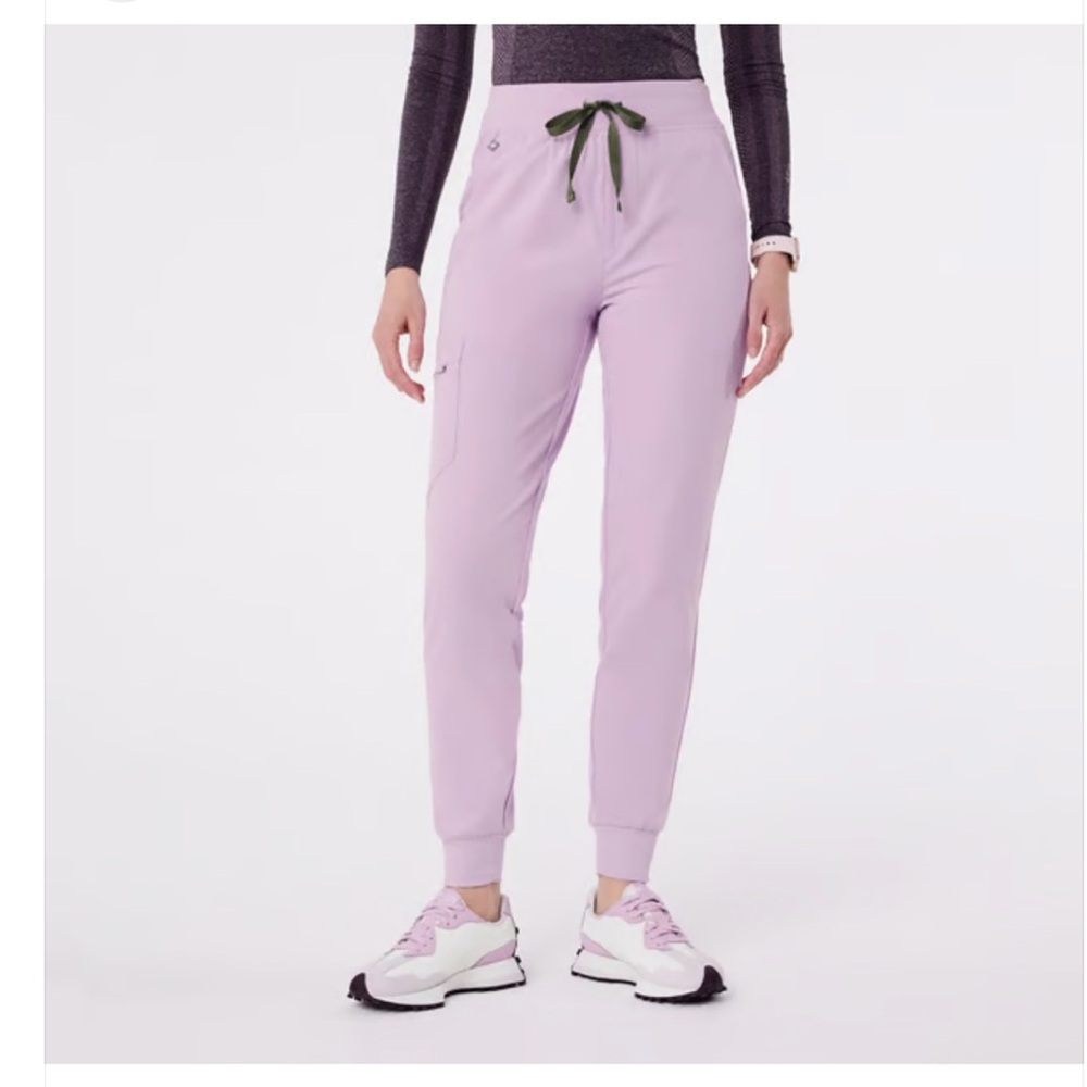 Figs Lavender Track Joggers with Olive Drawstring